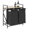 Panier à linge à 2 compartiments avec étagère chêne Sonoma 649251649251