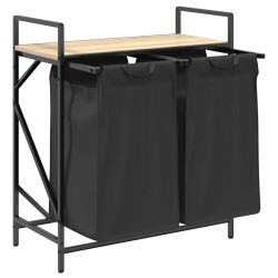 Panier à linge à 2 compartiments avec étagère chêne Sonoma 649251649251