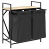 Panier à linge à 2 compartiments avec étagère chêne Sonoma 649251649251