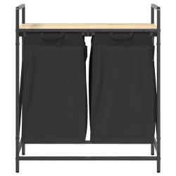 Panier à linge à 2 compartiments avec étagère chêne Sonoma 649251649251