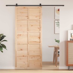 Porte de grange Naturel 80 x 2,5 x 208 cm Bois de pin massif 649260649260