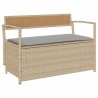 Banc de rangement de jardin avec coussin beige résine tressée 649290649290