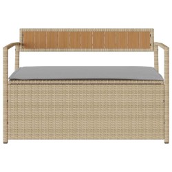 Banc de rangement de jardin avec coussin beige résine tressée 649290649290
