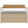 Banc de rangement de jardin avec coussin beige résine tressée 649290649290