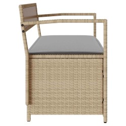 Banc de rangement de jardin avec coussin beige résine tressée 649290649290