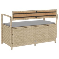Banc de rangement de jardin avec coussin beige résine tressée 649290649290