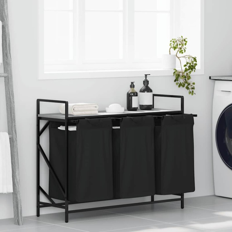 Panier à linge 3 compartiments avec étagère Gris Sonoma 649307649307