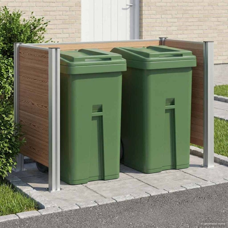 Clôture de poubelle Marron 161 x 85 x 115 cm Aluminium et WPC 649326649326
