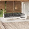 Salon de jardin 6 pcs avec coussins blanc bois de pin massif 649332649332