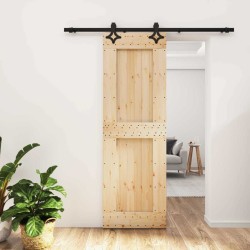 Porte coulissante Naturel et noir 70 x 210 cm 649335649335