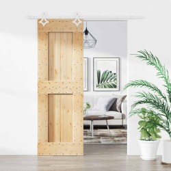Porte coulissante Naturel et Blanc 70 x 210 cm 649348649348