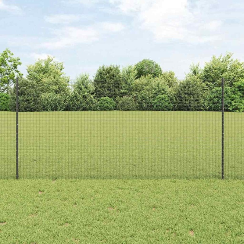 Clôture en fil soudé avec poteaux 25 x 1,2 m Gris Maille 649356649356