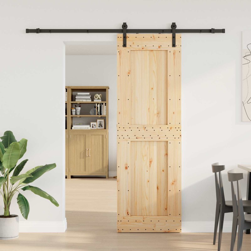 Porte coulissante NARVIK Naturel et noir 70 x 210 cm (213,5 cm) 649367649367