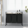 Panier à linge à 3 compartiments avec roulettes chêne Sonoma 649414649414