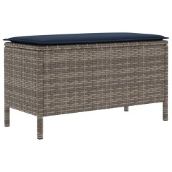 Pouf de Jardin Gris et bleu marine 80 x 38 x 42 cm Rotin PE 649423649423