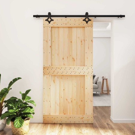Porte coulissante Naturel et noir 100 x 210 cm 649433649433