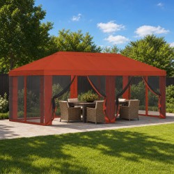 Housse de tonnelle avec murs latéraux 6 x 3 m Terre cuite 649446649446