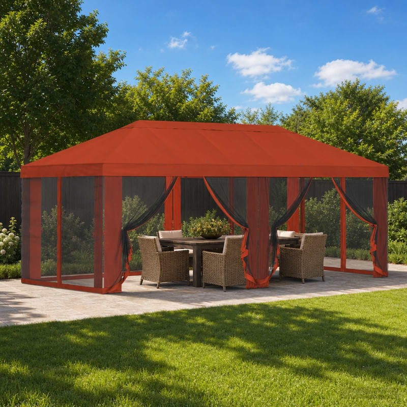 Housse de tonnelle avec murs latéraux 6 x 3 m Terre cuite 649446649446