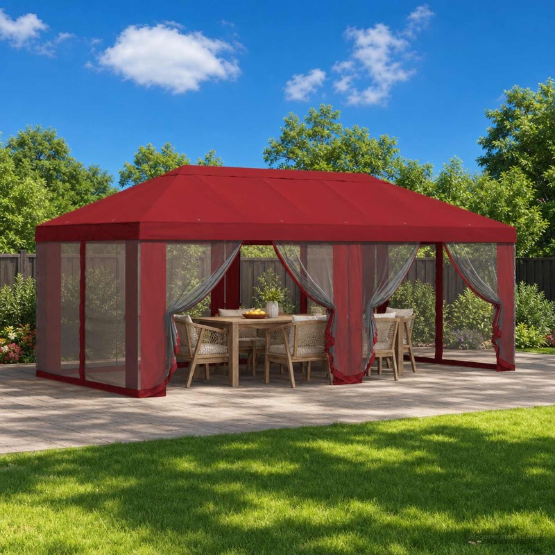 Housse de tonnelle avec murs latéraux 6 x 3 m Bordeaux 649447649447