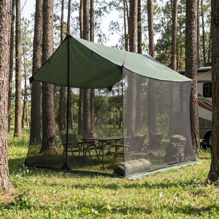 Tarp de camping avec murs en maille Vert armée 649478649478