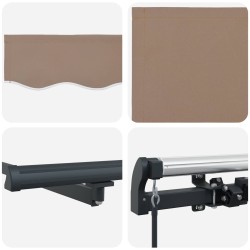 Auvent rétractable Taupe 400 × 350 cm Tissu et Aluminium 649502649502