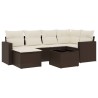 Salon de jardin avec coussins 7 pcs marron résine tressée 649505649505