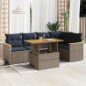Salon de jardin 6 pcs avec coussins gris résine tressée 649509649509