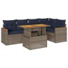 Salon de jardin 6 pcs avec coussins gris résine tressée 649509649509