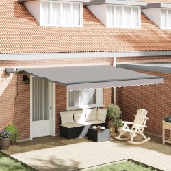 Auvent rétractable Gris clair 400 × 350 cm Tissu et Aluminium 649513649513