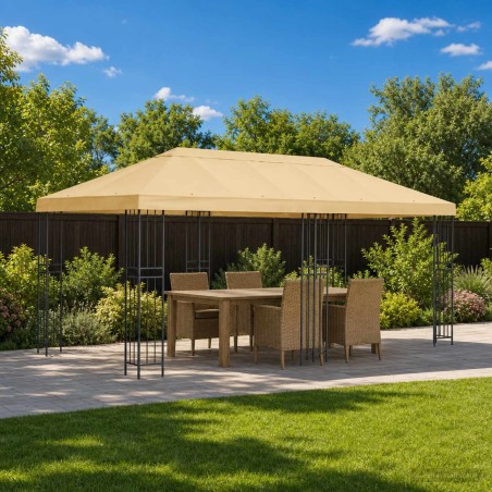 Gazebo avec murs latéraux 6 x 3 m Crème Polyester et Acier 190 649528649528
