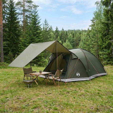 Tente Cabane Vert armée 6 personnes Polyester et Acier 649533649533