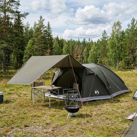 Tente Cabane Vert armée 8 personnes Polyester et Acier 649535649535