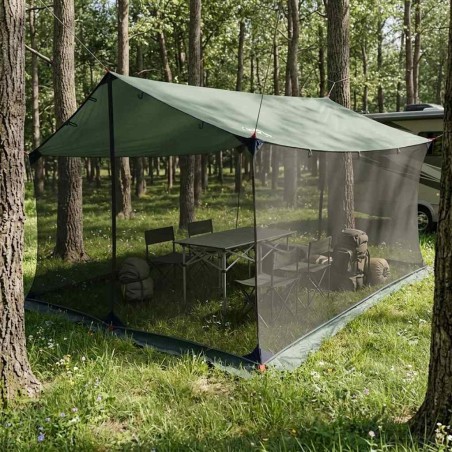 Tarp de camping avec murs en maille Vert armée 649536649536