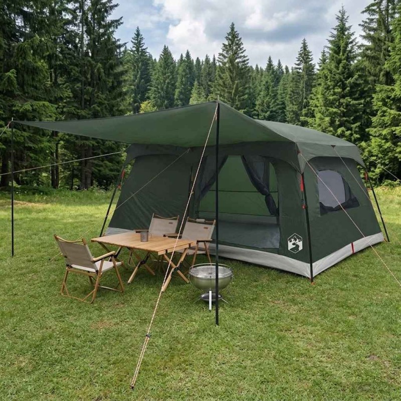 Tente familiale avec toit Vert armée 500 x 400 x 230 cm 649540649540