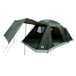 Tente Cabane Vert armée 12-Personnes Polyester et Acier 649550649550