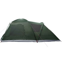 Tente Cabane Vert armée 12-Personnes Polyester et Acier 649550649550