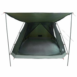 Tente Cabane Vert armée 8 personnes Polyester et Acier 649551649551