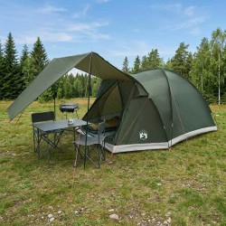 Tente Cabane Vert armée 4 personnes Polyester et Acier 649562649562