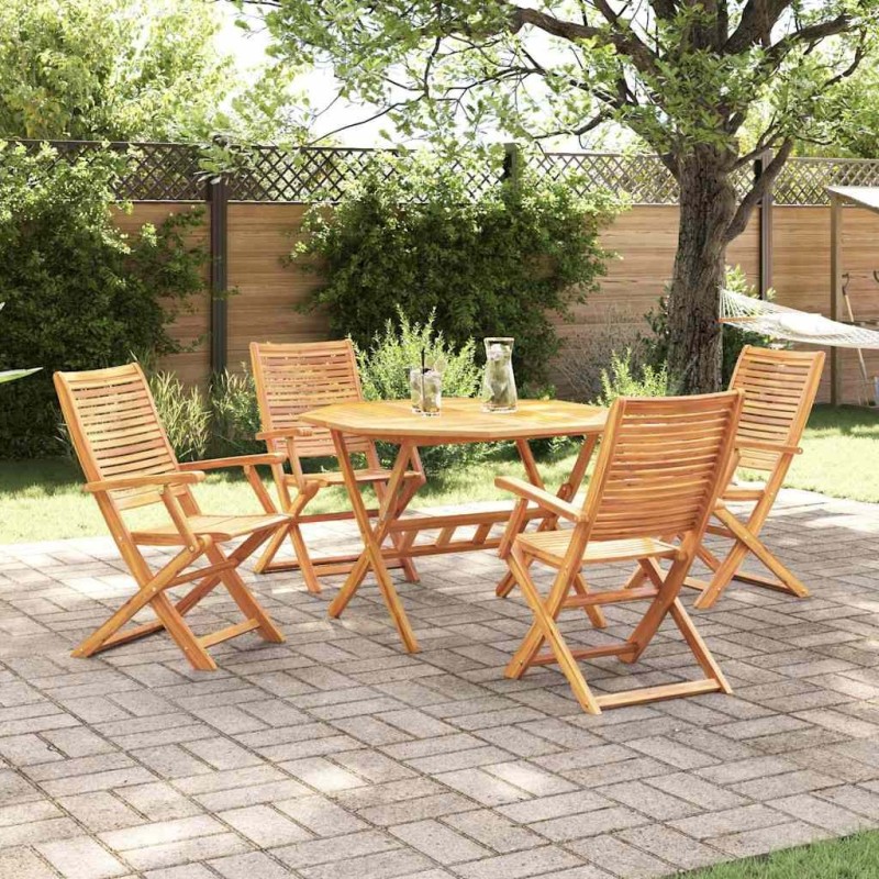 Ensemble de salle à manger pour jardin 5 pcs Marron 649567649567