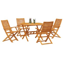 Ensemble de salle à manger pour jardin 5 pcs Marron 649567649567