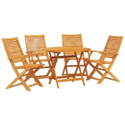 Ensemble de salle à manger pour jardin 5 pcs Marron 649569649569