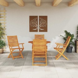 Ensemble de salle à manger pour jardin 5 pcs Marron 649569649569