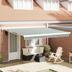 Toile de rechange pour auvent Vert et blanc 4 × 3 m Polyester 649571649571