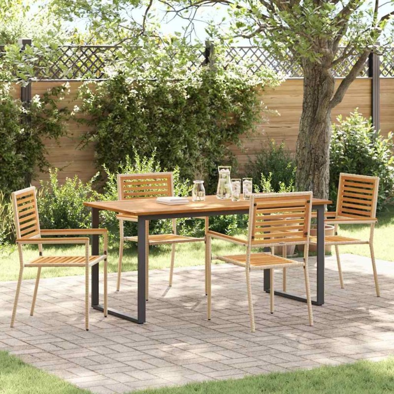 Ensemble de salle à manger pour jardin 5 pcs Beige 649573649573