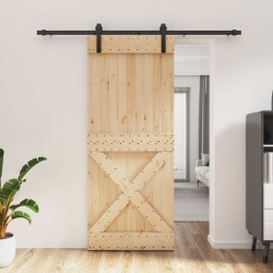 Porte coulissante Naturel et noir 85 x 210 cm 649582649582