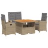 Ensemble à manger de jardin coussins 4 pcs beige résine tressée 649583649583