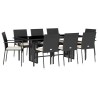 Ensemble à manger de jardin 9pcs coussins noir résine tressée 649588649588