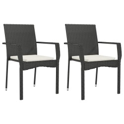 Ensemble à manger de jardin 9pcs coussins noir résine tressée 649588649588