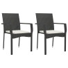 Ensemble à manger de jardin 9pcs coussins noir résine tressée 649588649588