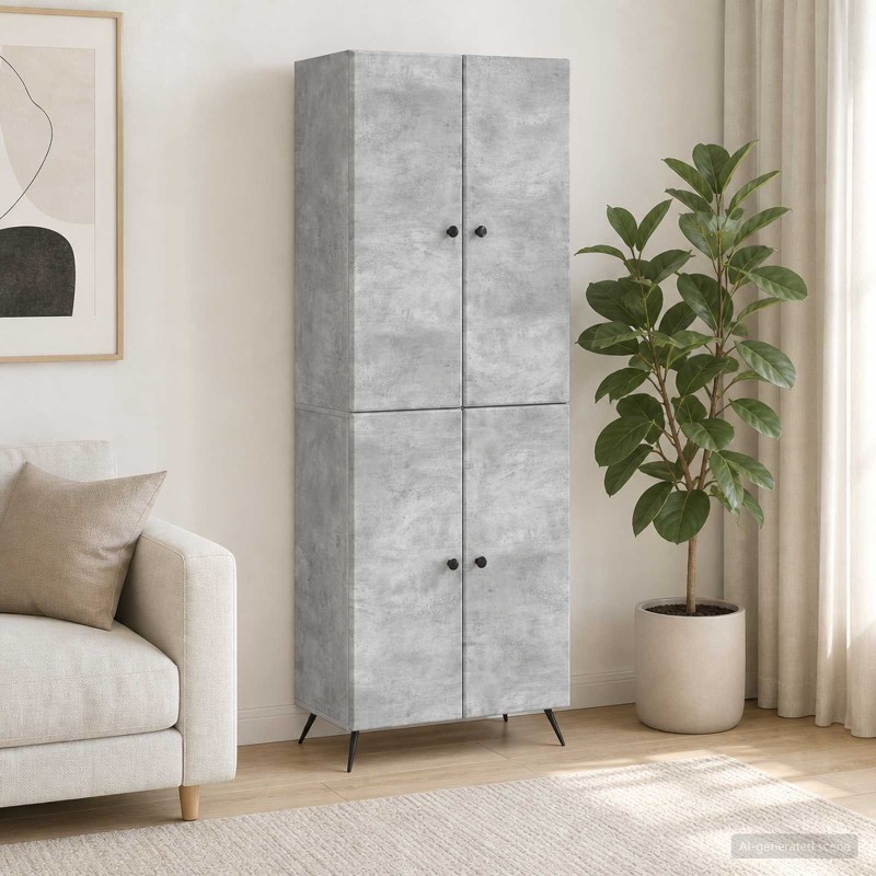 Ensemble de Meubles 2 pcs Gris béton Bois d'ingénierie 649590649590